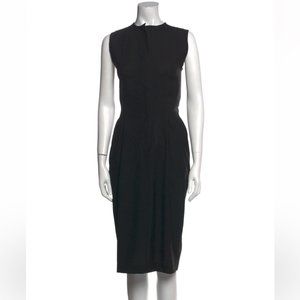 Balenciaga Paris Vintage Wool Midi Length Black Dress